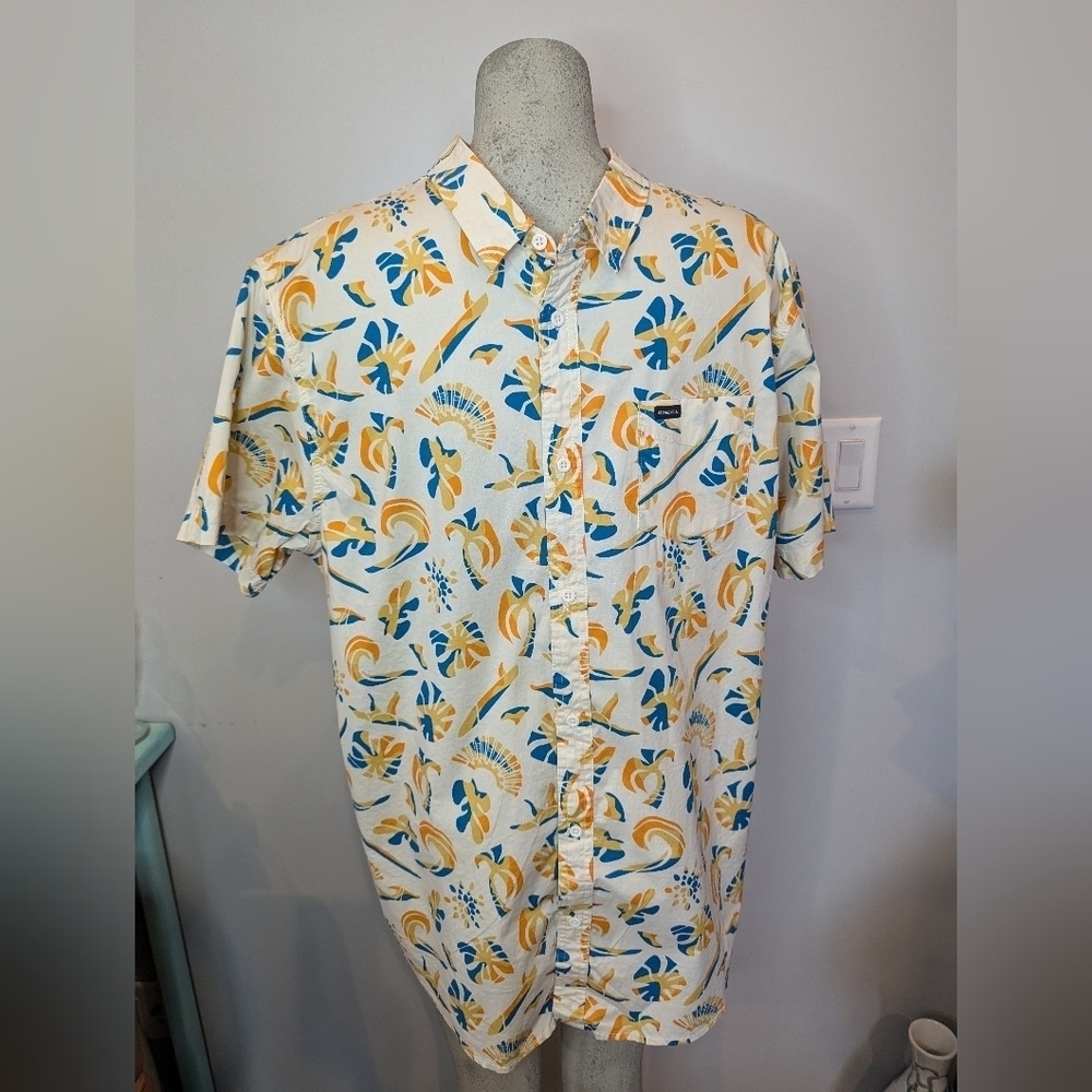 New O'Neill Cotton Shirt Oasis Tropical Short Sleeve Modern Fit  Sz XL or XXL - Picture 3 of 14